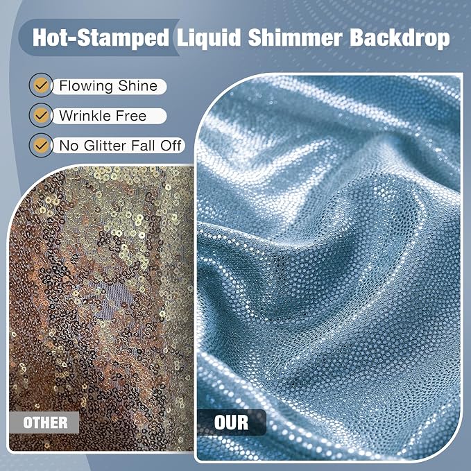 10x10FT Baby Blue Sequin Backdrop Curtain for Party - 2 Panels 5x10FT Wrinkle-Free Shimmer Drapes for Birthday, Wedding, Christmas, Decorations & Photography - Image 5