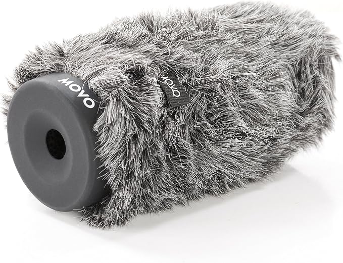 Movo WS-G140 Furry Rigid Windscreen for Microphones, 18-23mm Diameter | Dark Gray, Up to 6.3" Long by Movo