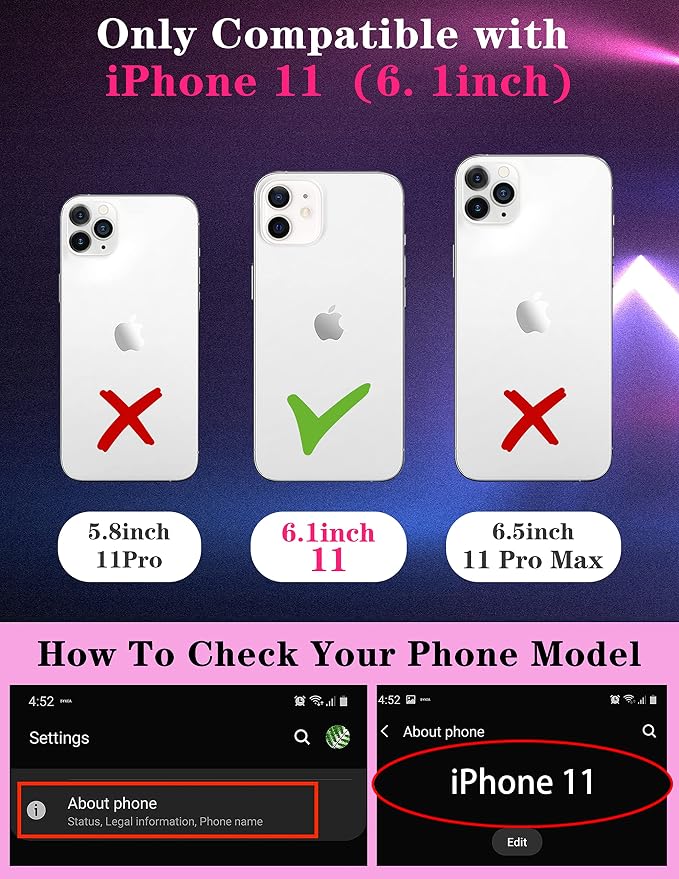 (2in1 for iPhone 11 Case Moon Stars for Women Cute Phone Cover Fashion Starry Planet Print Pattern Design with Slide Camera Cover Protective Case for iPhone 11 6.1'' - Image 2