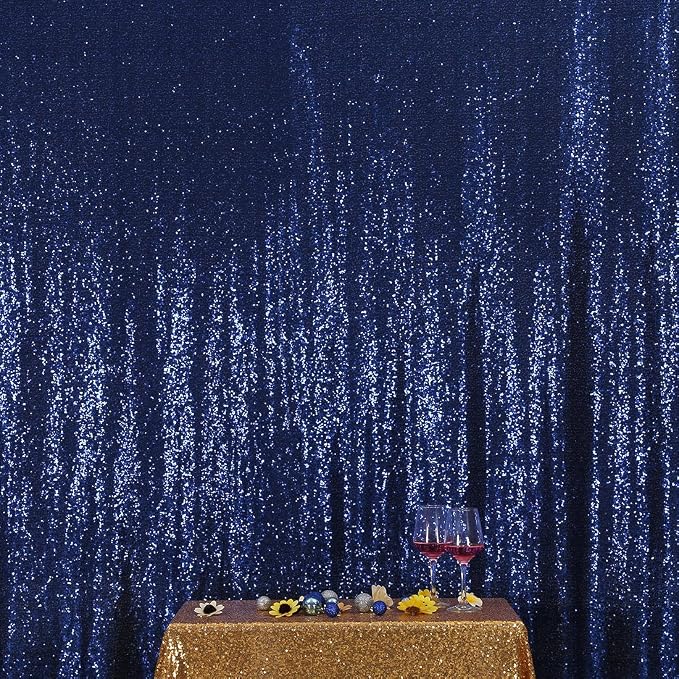 Poise3EHome Blue Sequin Backdrop,10FT x 10FT Sequin Photography Backdrop Curtain for Party Decoration, Navy Blue - Image 7