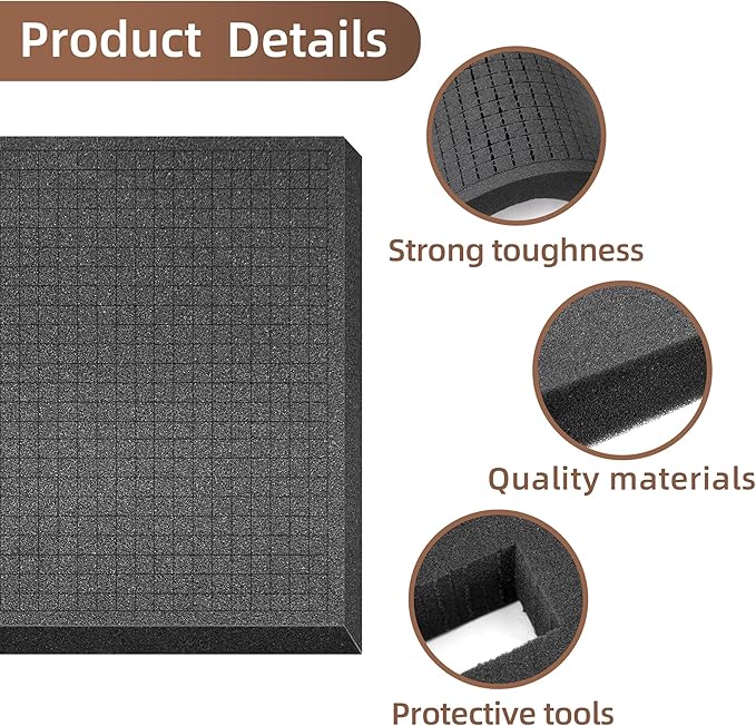 DECOHS 4 Pcs Pick Apart Foam Insert, 16'' x 12'' x 2'' Pre Cube Sheet Foams | Foam Block with Auxiliary Grids, Elastic Packing Foams for Board Game Box Cases Storage Drawer - Image 3