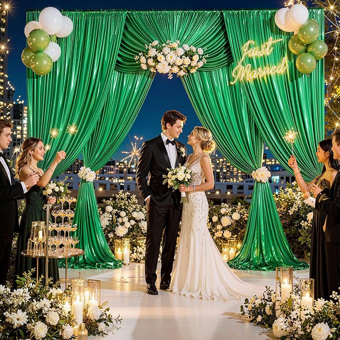 10x10FT Green Sequin Backdrop Curtain for Party - 2 Panels 5x10FT Wrinkle-Free Shimmer Drapes for Birthday, Wedding, Christmas, Decorations & Photography - Image 4