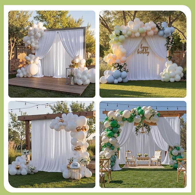 30x12 ft White Backdrop Curtains for Weddings Parties, Birthdays and Photos | 6 Panels 5x12 ft, Wrinkle-Free Polyester Drapes, Washable, Ironable, 4 in Rod Pocket for Baby Showers Photography Background - Image 2