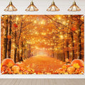8x6ft Fall Thanksgiving Photography Backdrop | Cotton Fabric, Maple Forest Pumpkin Print, Fall Party Decor, Fall Harvest Friendsgiving Party Photo Booth Background by AVEZANO