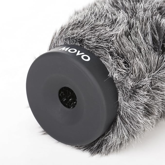 Movo WS-G140 Furry Rigid Windscreen for Microphones, 18-23mm Diameter | Dark Gray, Up to 6.3" Long - Image 4